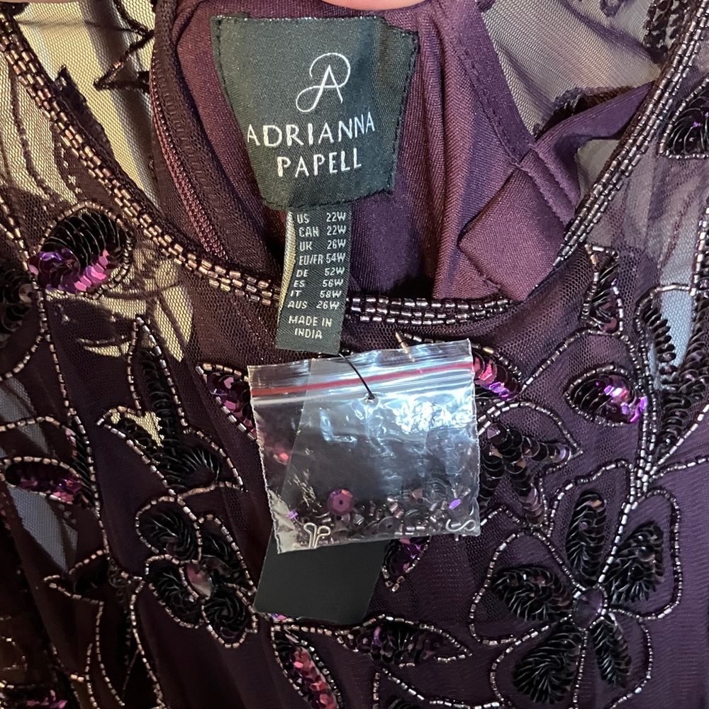 Adrianna Papell Purple Sequin Gown 22W NWT - Picture 6 of 7